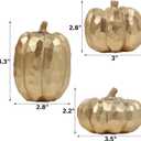 winemana 3 Pack Gold Pumpkins Thanksgiving Decorations- Fall Decor for Home, Table, Fireplace Mantel, Office, Elegant Decorative Pumpkin Autumn Indoor Decor