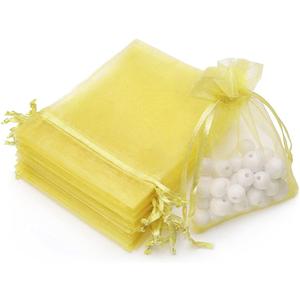Akstore 50Pcs 3.15"x4"(8x10cm) Sheer Drawstring Organza Jewelry Pouches Wedding Party Christmas Favor Gift Bags (Lemon Yellow, 3x4)