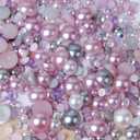 1100PCS Mixed Size 3mm-10mm AB Color Resin Rhinestones Half Pearls for Crafts, 30g Half Round Flatback Pearls Rhinestones for Nail Face Art Crafts (16)