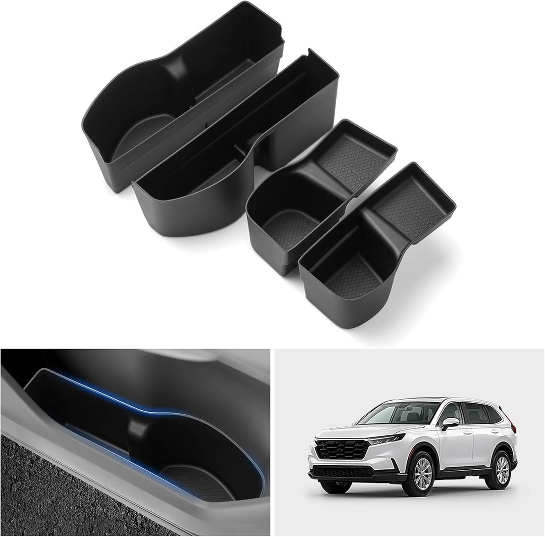 Shademax 4PCS Car Door Tray Organizer for Honda CRV CR-V Accessories 2023 2024 2025 2026 Car Front and Rear Door Slot Pocket Tray Organizer CRV Door Side Storage Box TPE Material Black