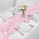 Bailarina 12 Pack Cheesecloth Table Runner 17x108 Inch Long Gauze Cheese Cloth 9ft Wrinkled Sheer Table Runner for Wedding Reception Birthday Party Table Decoration (Pink)