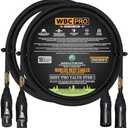 2 Units - 3 Foot - WBC-PRO-Quad Ultra-Silent Ultra-Flexible Balanced Star-Quad Cable with Neutrik Male & Female XLR Plugs & Black Tweed Jacket