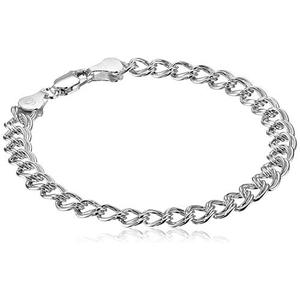 Amazon Essentials Sterling Silver Double-Link Chain Bracelet, 7" (previously Amazon Collection)