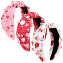 CiyvoLyeen 3PCS Valentine's Day Headbands for Women Love heart Crystal Pearl Wide with Hot Pinkk and Red Heart Hairband Valentine's Hair Accessories Outfits Holiday Gifts