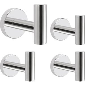 Livabber Bathroom Towel Hooks, 304 Stainless Steel Robe Shower Hooks Wall Mounted, Heavy Duty Towel Hangers for Bathroom Kitchen Bedroom (4 Pack, Chrome)