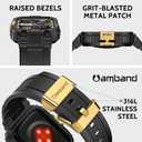 amBand Bands Compatible with Apple Watch 9/8/7 45mm, M1 Sport Series Rugged Case Protective Cover for iWatch 6/SE (3/2/1)/5/4/3 44mm Black Gold
