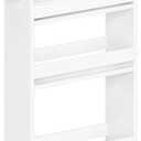 MARTY White Slim Storage Cart with Wheels, 4 Tier Rolling Utility Cart with Handle Slide Out Shelving Unit Organizer Trolley for Laundry Kitchen Bathroom Narrow Places Small Corner