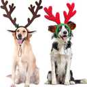 Rypet 2 PCS Christmas Reindeer Antler Headband with Ears for Medium and Large Dogs
