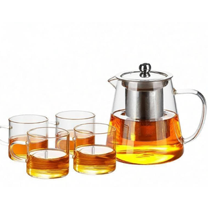 Glass Teapot Stovetop with Infuser Set High Temperature Resistant Borosilicate Clear Tea Kettle with Glass Cup as Home Tea Tools Gifts for Home Kitchen and Office