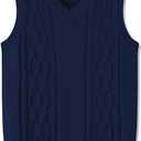 JSTEX Boys Sweater Vest 100% Cotton Kids Uniform Vest Girls V-Neck Sleeveless Knit Pullover for Size 4-14 (12)