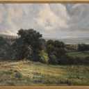 SHENIFY Vintage Landscape Framed Wall Art Rustic Countryside Meadow Farmhouse Decor Retro Vast Grassland Painting for Kitchen Living Room Bedroom Bathroom - 11x14in Natural Framed (Brown)