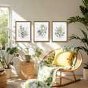 WRFON Framed Sage Green Botanical Wall Art Set of 3, Watercolor Eucalyptus & Wild Plant Canvas Prints, Minimalist Green Wall Decor for Living Room Bedroom Bathroom, 12x16 Inches