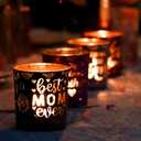 SHMILMH Gift for Mom from Son Daughter, Mothers Day Table Decoration 4 PCS, Glass Votive Candle Holder for Mother's Birthday Party Decor