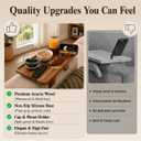 Couch Armrest Table with Cup Holder – Acacia Wood Sofa Arm Tray, 360° Rotating Phone & Tablet Holder, Detachable Couch Caddy, Anti-Slip Clip-On Remote Organizer for Drinks & Snacks