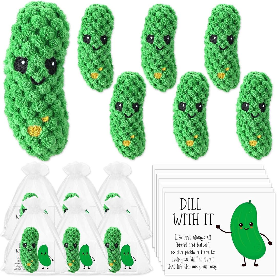 12 Set Crochet Pickle Gifts with Support Cards Bulk Positive Employee Appreciation Party Favors for Office Coworker Staff Employees Nurse Students Inspirational Cucumber (Classic)