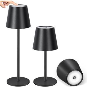 OUTON 1 Pack Cordless Rechargeable Battery Operated LED Table Lamp with 3 Color Temperatures, Dimmable, 5200mAh, Eye-Care & Memory Function, Portable & Waterproof for Dining, Bedroom, Outdoor (Black)