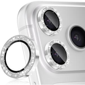 imluckies Camera Lens Protector for iPhone 17 Pro/iPhone 17 Pro Max, AR+AF Tempered Glass & 9H Hardness Shatterproof, HD Clear Metal Sparkle Lens Cover with Installation Tray 2025, Bling Sliver