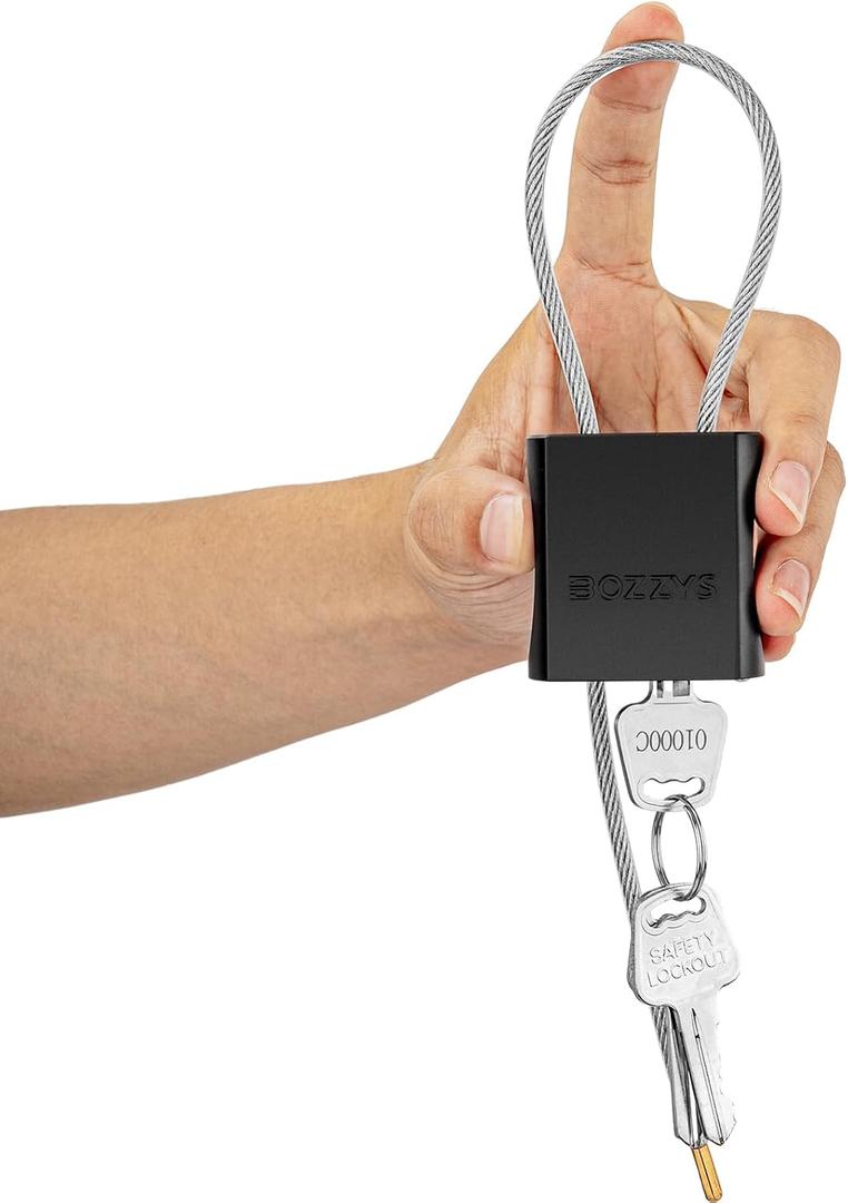 BOZZYS Cable Padlock with 3 Keys | L 1.15ft(0.35m),D 1/6in(4mm) Adjustable Steel Cable Lock | Aluminum Locks for Bikes, Gate, Lockers & Outdoor Gear | Weatherproof & Black