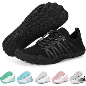 Hike Barefoot Water Shoes for Women Men Footwear, Quick Dry Wide Toe Box Pro Beach Swim Athletic Sports Shoes, Non-Slip Lightweight Aqua Shoe for Pool Hiking Walking Kayaking Diving Surfing (A3 Black)
