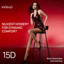 MANZI Women's Shiny Pantyhose Sheer Shimmer Tights High Waist Oil Shimmery Ultra Silky Nylons Pantyhose (Brown, Large)