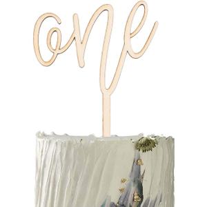 One Cake Topper for Smash Cake, One Year Wood Sign Cake Decorations, First Anniversary Smash Cake Topper Birthday Party Supplies