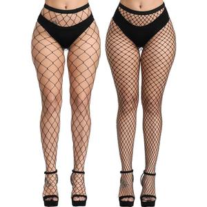 Women High Waist Tights Fishnet Stockings Stretchy Lace Thigh High Stockings Pantyhose (One Size)