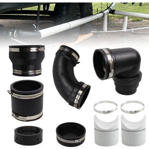 RULLINE RV and Camper Sewer Waste Plumbing Connection System Kit Compatible with 3" PVC Pipe RV Sewer Hose Fittings RV Sewer Adapter and Pipe Stand RULLINE RV and Camper Sewer Waste Plumbing Connection System Kit Compatible with 3" PVC Pipe RV Sewer Hose Fittings RV Sewer Adapter and Pipe Stand