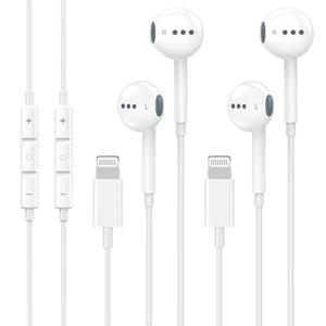 2 Pack Wired Headphones for iPhone Earbuds with Built-in Microphone & Volume Control HiFi Stereo Nosie Reduction Earphones for iPhone 14 13 12 11 Pro Max XS XR X 8 7 6, Support All iOS