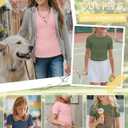 3 Pack Girls Short Sleeve Slim Fit Tops | Cotton, Tight, Ribbed Knit, Crewneck, Round Neck, Cute, Casual, Basic Tees, Solid, Plain, Summer, Versatile, Comfortable