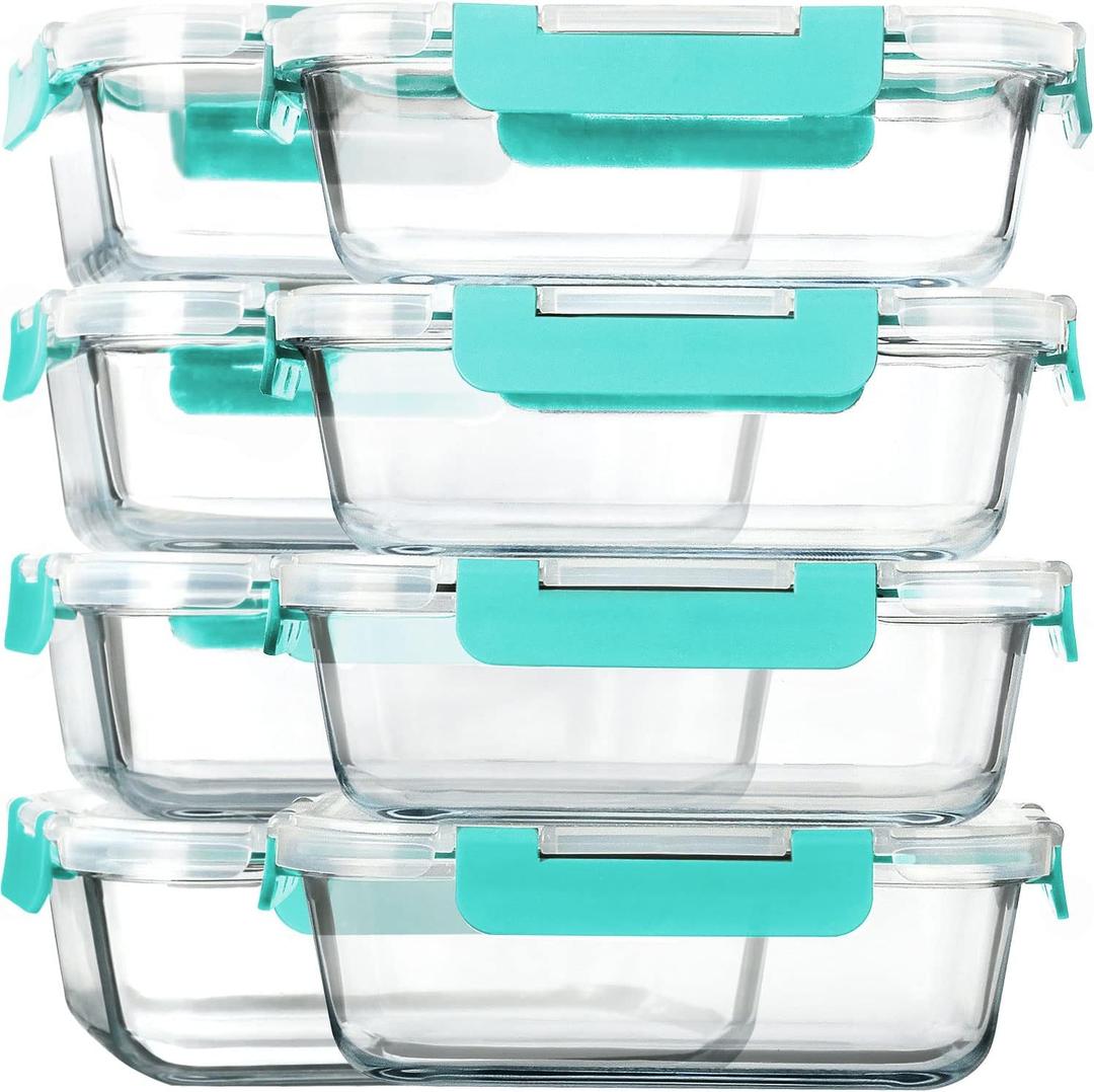M MCIRCO [10-Pack,22 Oz Glass Meal Prep Containers,Glass Food Storage Containers with lids,Glass Lunch Containers,Microwave, Oven, Freezer and Dishwasher, Green