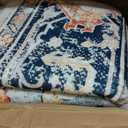 Area Rugs 2'x3' Washable Non-Slip, Floral Vintage Distress Print Pattern Medallion Carpet for Living Room Bedroom Dining Room, Beige Navy Blue Orange Colorful