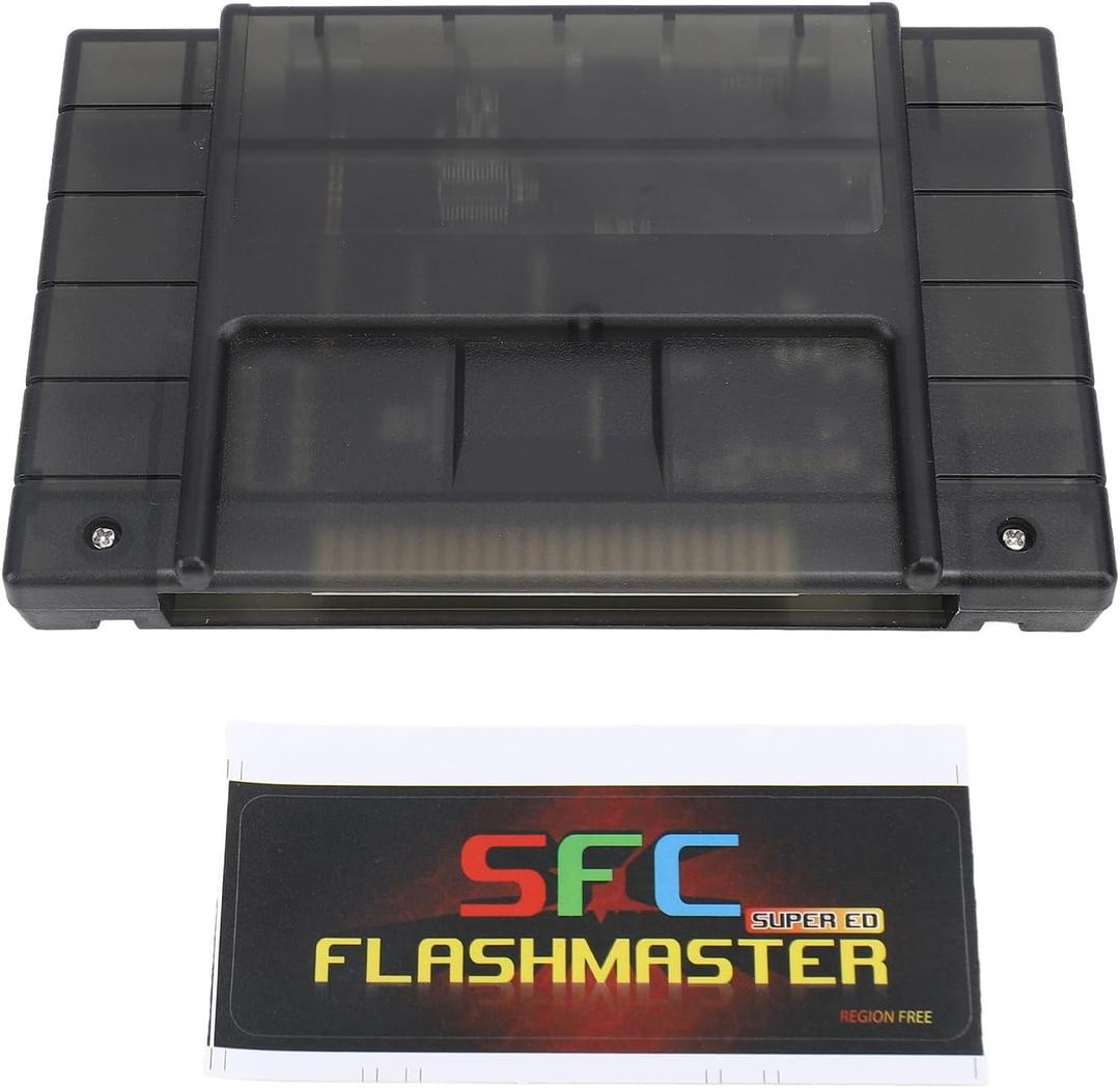 Game Cartridge for SFC, 3000 in 1 Video Game Cartridge with 8GB Memory Card, Save Game Data Backup Automatic V1.0 Game Cartridge for USA Console, ABS Material (Transparent Black)