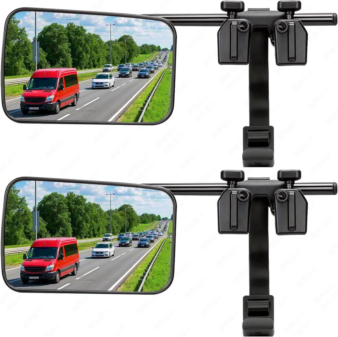 Mirror Extenders For Towing, Clamp On Towing Mirror,Universal Towing Mirrors For Truck Vehicle Car, Towing Mirror On Side Adjustable 360 Rotation Extends,Type 2
