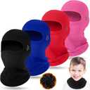 Halfchet 4 Pcs Winter Balaclava Winter Weather Neck for Boy Girl Youth Skiing Snowboarding Cycling (Black, Blue, Red, Rose Red)