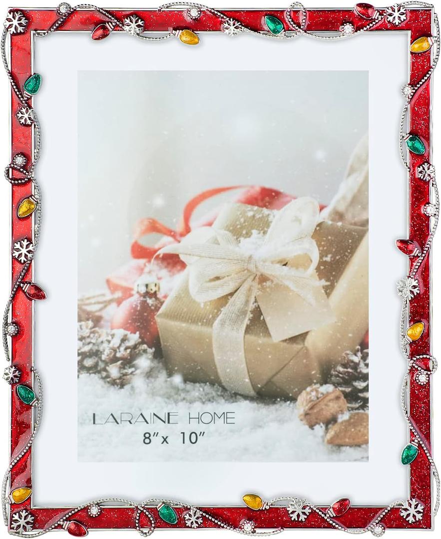 LARAINE Picture Photo Frame 8x10 Metal 2025 Christmas High Definition Display Pictures for Tabletop Home Decorative Holiday Gift (Red,8x10)