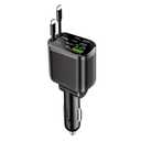 120W Fast Retractable Car Charger with 2 USB Type-C Cables - Universal Plug, Battery-Free, Car Charging Solution | Compact Charger | Retractable Cable, Fast Charging for Vehicles