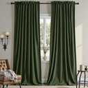 Nemia Olive Green Velvet Curtains Blackout Thermal Insulated Curtain for Bedroom Window Living Room Darkening Luxury Vintage 96 Inches Long Heavy Drapes Panels Rod Pocket Set of 2