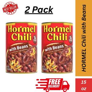2 x Hormel Chili, with Beans 15 oz Canned Chili. 15g Protein / serving, High Protein Ready to Eat Meals. Perfect for Rice Bowls, Hot Dog Chili, Burgers, Dinner Best ВУ APR 2029