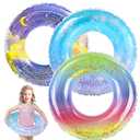 Pool Floats Kids 3 Pack, Inflatable Swim Rings for 4-10 Years Old GirlsPool Tubes Toys, Pool Floats Ring Toys, Summer Beach Swimming Pool Floats Party Supplies