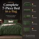 CozyLux Twin XL Comforter Set Olive Green, 5 Pieces Pintuck Bed in a Bag