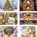 Treasure Cove Happy New Year Card 2026 Clock New Year Greeting Cards with Envelopes and Stickers Holiday Notecards for Business Office Party Supplies 12Pcs
