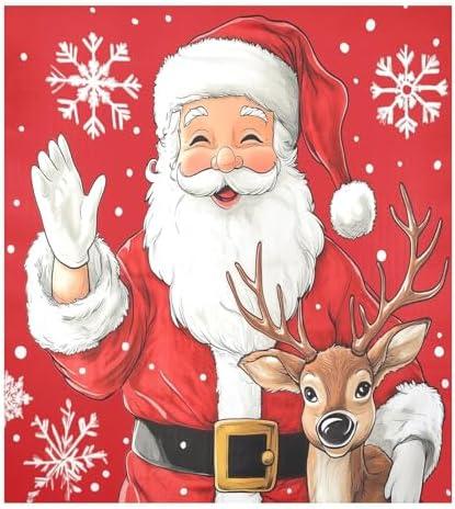 Christmas Santa Claus Reindeer Dishwasher Magnet Cover 23x26 in Refrigerator Magnetic Stickers for Kitchen Home Decoration Fridge Panel Decal Pad