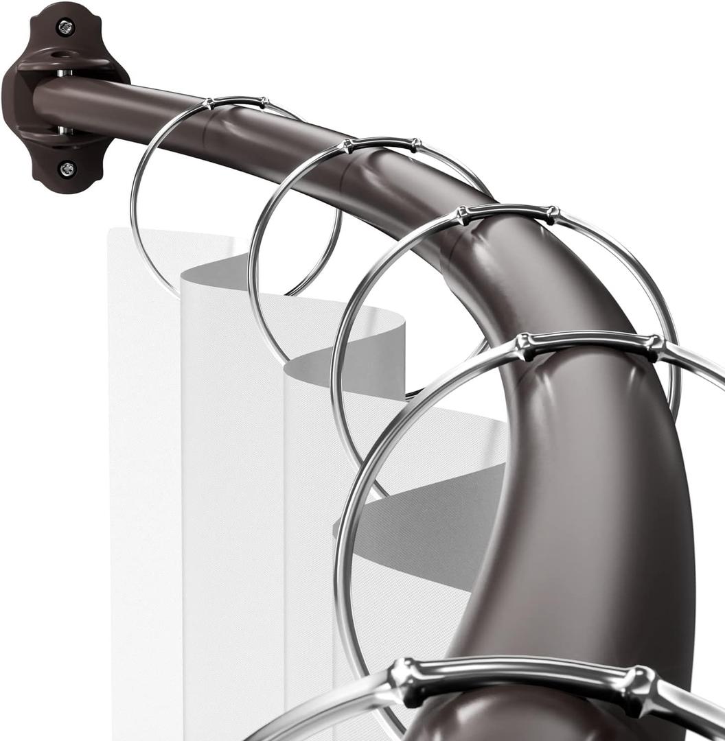 Curved Shower Curtain Rod, Adjustable 40-72 inches Extra Wide Curved Shower Rods for Bathroom, Rust proof Shower Rod, Stainless Steel Curved Curtain Rod for Shower, Bathtub, Bronze