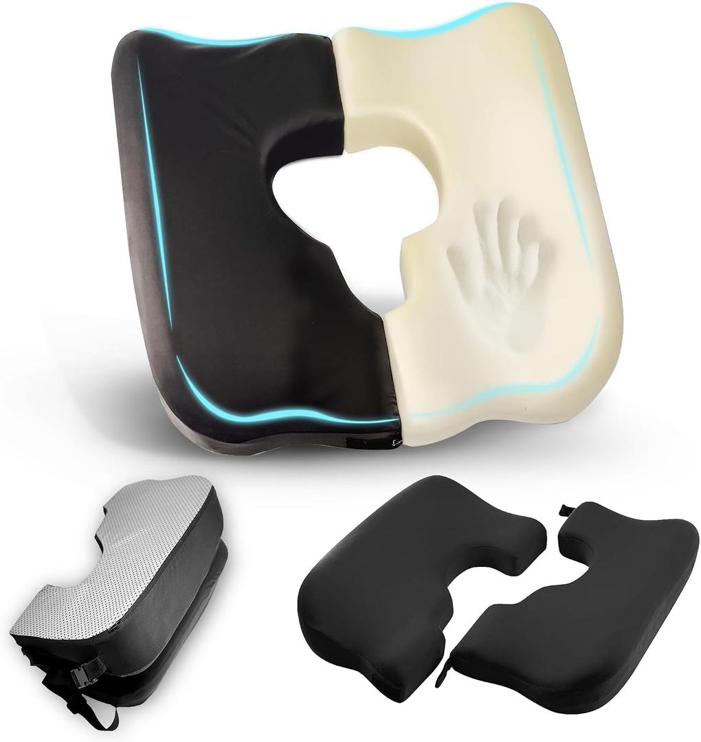 Bed Sore Cushions for Butt,Memory Foam Hemorrhoid Pillow for Sitting,T Shaped Opening Wheelchair Cushions for Pressure Relief, Donut Pillow for Bed Sores & Bedridden Pressure Sore,Black