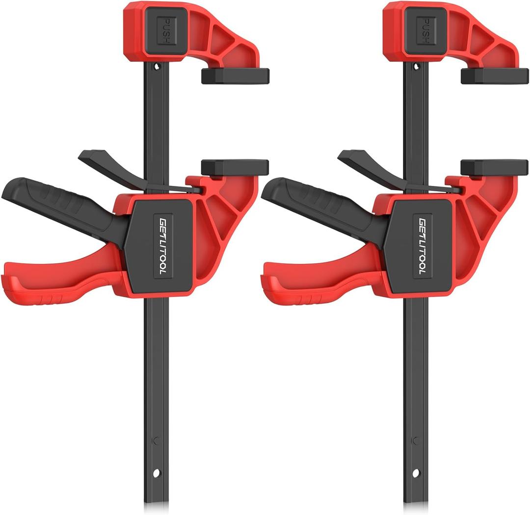 GETLITOOL Bar Clamps 6 Inch, 2Pcs 165lbs Quick Release Woodworking Clamps, 2-in-1 Ratchet Clamp/Spreader, One-Handed Operation for DIY, Woodworking, Cabinetry & Home Repairs, Tools for Carpenter