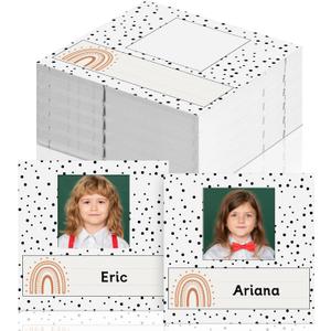 60 Pcs Boho Name Tags for Classroom with Photo Space Rainbow Kids Photo Nameplates for Desk Cubbies Name Tags Labels Colorful Back to School Classroom Decor for Desk Bins Cubbies Office (Watercolor)