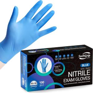 Disposable Nitrile Exam Gloves, Blue, Gloves Disposable Latex Free for Medical, Cleaning & Food Prep, 100-ct (Medium)