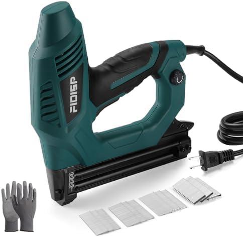 Electric Nail Gun 18 Gauge, 2 in 1 Brad Nailer Heavy Duty, 120V Stapler Gun with 2000pcs Nails and Crown Staples for Carpentry, Upholstery, DIY