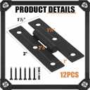 12 Pack 3 Inch Black Powder Coated Wrought Iron H Hinge for Cabinet Doors Kitchen Cabinet Hinge with Hardware