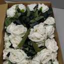 Set of 6 Pre-Made Artificial Rose Bouquets for Wedding, Velvet Silk Rose Bouquets for Bridesmaids, Fake Realistic Rose for Mohter's Day Valentine's Day Proposal Party Home Decor (White)